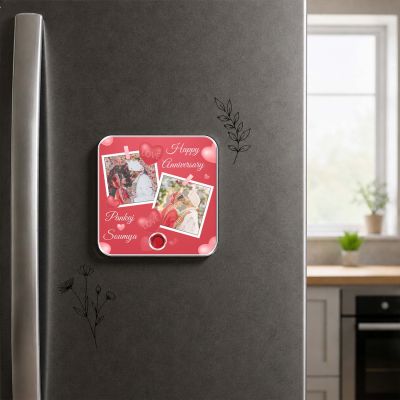Happy for Husband Wife Personalized Music Fridge Magnet Custom with Photo & Song Refrigerator Magnets Decor Memory Photo Fridge Magnet